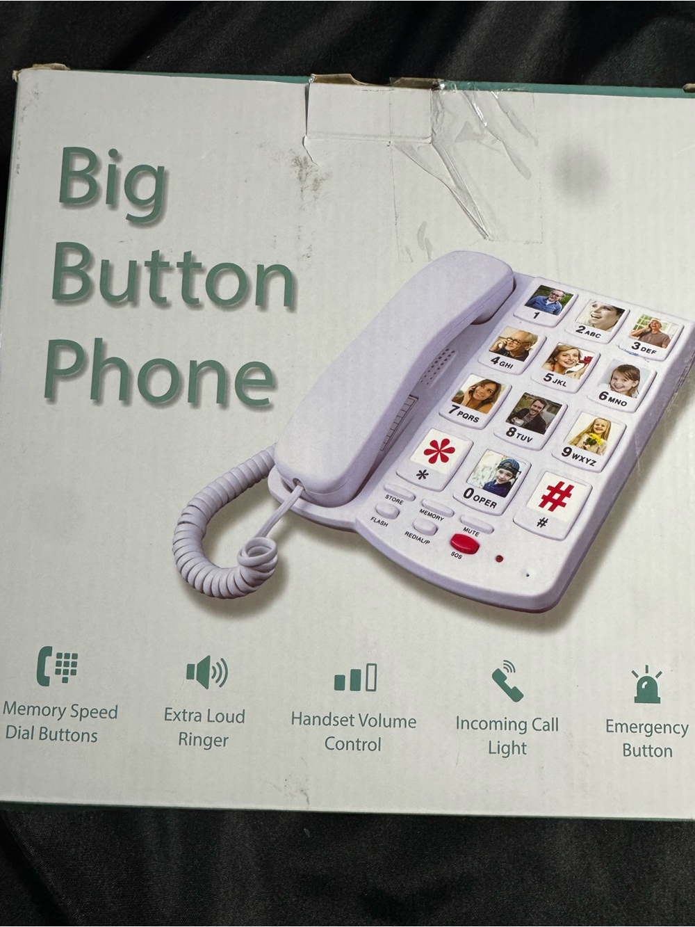 Big Button Phone - White Large-Button Corded Telephone